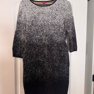 Vince Camuto Black and Gray Long Sleeve Dress
